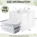 100 Pcs 14" x 11.5" x 12" Half Tray Catering Bags, Takeout Bags, Bulk Catering Bag for Food Delivery with Cardboard Bottom and Soft Loop Handles for Restaurant, Retail, Business
