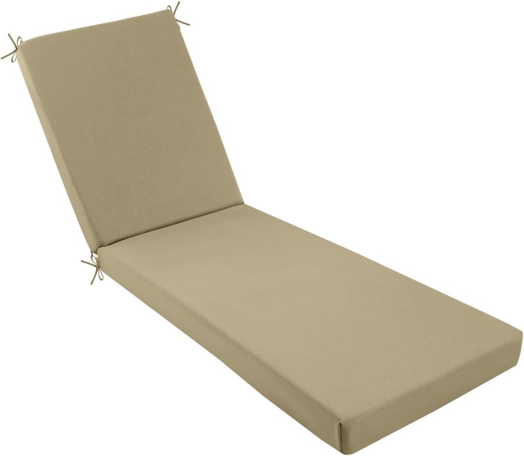 idee-home Outdoor Chaise Lounge Cushions, Lounge Chair Cushions for Patio Furniture Weather and Stain Resistant for Lawn Pool 80in.L x 26in.W x 3in.D Antique Beige
