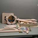 OOOK Kids Vanity Table and Chair Set with Lights, Makeup Vanities with Touch Screen 3 Colors, Pink Girls Vanitys, Enough for Real and Pretend Makeup, Toddler Vanity for 3 Year Old