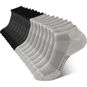 BAMBOO COOL Men's Athletic Ankle Socks Moisture Wicking, Anti-Odor Breathable Running Mesh Socks Arch Support, 8 Pack (L)