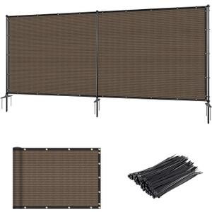Outdoor Fence Fencing Kit 5'x12' with Poles and Rails Ground Spikes Privacy Fence for Dog Yard Pool Garden Safety Chicken Fence Temporary Painted Iron Pole Brown