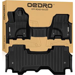 OEDRO Floor Mats Fit for 2025 2026 RAM 1500 Quad Cab Bench Seat (w/o Rear Under-Seat Storage), TPE Custom Fit All Weather Anti-Slip Floor Liners for 2025 RAM 1500 Accessories, 1st and 2nd Row, Black