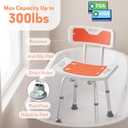 Adjustable Shower Stool for Inside Shower, Padded Non-Slip Seat with Back