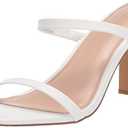 The Drop Women's Avery Square Toe Two Strap High Heeled Sandal, White, 6