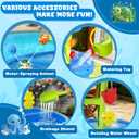 Handwell Water Table for Toddlers 3-5, 3-Tier Rain Showers Splash Pond Water Play Table with Umbrella & Water Toy Accessories, Kids Summer Outdoor Toys, Water Activity Sensory Playset for Boy Girls 3+, 34.64 inches