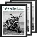 16x20 Picture Frame Set of 3 - Black Woodgrain, Solid Wood, HD Tempered Glass, Wall Gallery Poster Frame