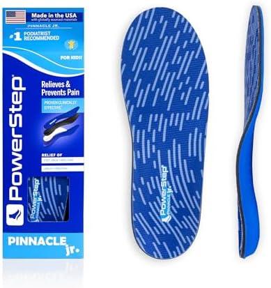 PowerStep Pinnacle Junior Insoles, Children’s Maximum Cushioning Shoe Insert, Relief for Ankle, Knee & Foot Pain, Arch Support for Girls and Boys, Kids Unisex, Made in the USA (Youth 1)