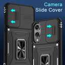 4 x DEERLAMN Case for Samsung Galaxy S25 Edge with Slide Camera Cover+Screen Protector (1 Pack), Rotated Ring Kickstand Military Grade Shockproof Protective Cover-Black (S25 Edge-6.7 Inch)