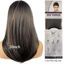 Long Wig with Bangs Black and Brwon Layered Wig for Women Natural Looking Heat Resistant Wigs (20 inch)