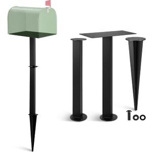 42 Inch In-ground Mailbox Post Black Metal Heavy Duty Steel Mailboxes Post with Stake Easy Installation for Outdoor Residential Front Yard Street No Mailbox 42" x 4" x 4"