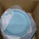 Grow Forward 16-piece Premium Wheat Straw Dinnerware Sets for 4 - Unbreakable Dishwasher & Microwave Safe Plastic Plates and Bowls Sets - Patio, Outdoors, RV, Camping Dishes - Seascape
