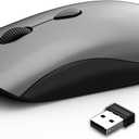 Wireless Mouse for Chromebook, Laptop, PC, Macbook, Slim Portable Optical Computer Mouse with USB Mini Receiver, Quiet Click, 2400 DPI, 2.4GHz Cordless Silent Travel Mobile mice -Space Gray & Black (Grey)