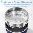 Dezin Hot Pot Electric with Steamer Upgraded, Non-Stick Saut Pan, Rapid Noodles Electric Pot, 1.5L Mini Pot for Steak, Egg, Fried Rice, Ramen, Oatmeal, Soup with Power Adjustment