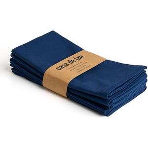 Cloth Napkins Set of 6 – Navy 18x18 Inch Cotton Dinner Napkins – Soft, Reusable, Washable, Durable & Absorbent Table Napkins – Wedding, Restaurant, Hotel, Event Party Napkins – Casa De Lan