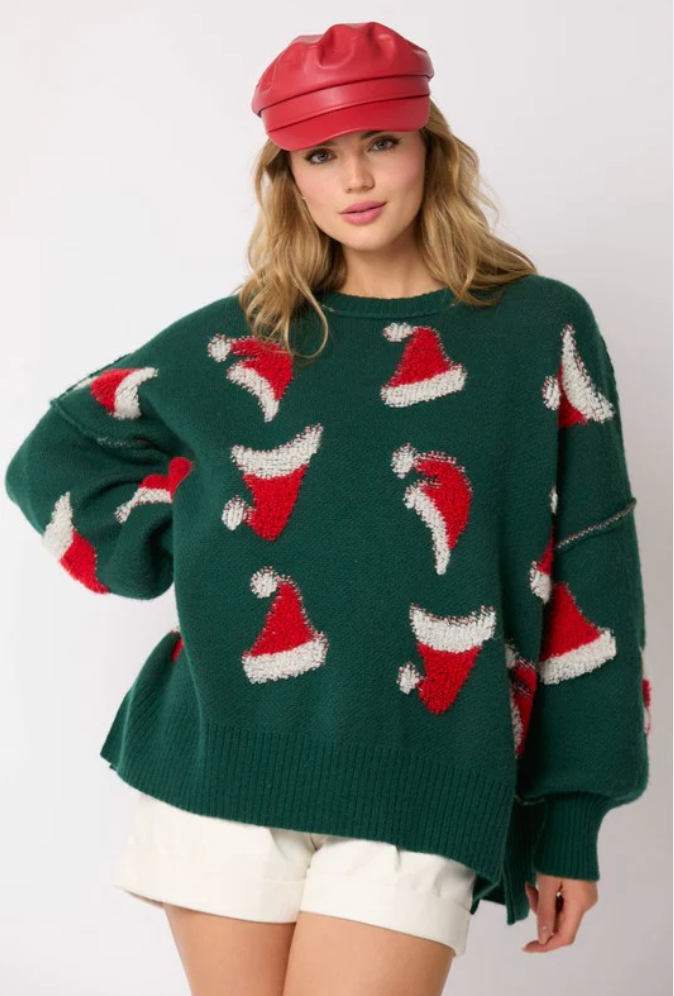 Women's Cute Christmas Sweater,Santa Hat Snowman Pattern Knit Pullovers,2025 Funny Holiday Party Ugly Xmas Tops S