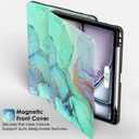 Supveco Case for iPad Air 11 Inch (M4 2026/M3 2025/M2 2024),iPad Air 5th/4th Generation 10.9 Inch 2022/2020 with Pencil Holder-[Auto Wake/Sleep],Premium Folio Stand Soft TPU Back Cover-Green Marble