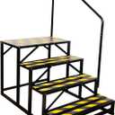 TOCRETOARE RV Steps with Handrail, 4 Steps Ladder Hot Tub Steps with Handrail, Portable Stairs Steps for 5th Wheel RV, Mobile Home Stairs Outdoor RV Step