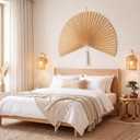 60'' Large Wall Fan Decor Bamboo Hanging Fan, Beige, Boho
