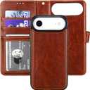 Bocasal Detachable Wallet Case for iPhone 17 Air RFID Blocking Card Slots Holder Premium PU Leather Magnetic Kickstand Shockproof Wrist Strap Removable Flip Protective Cover 5G 6.5 inch (Brown)