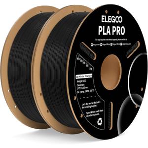ELEGOO PLA PRO Filament 1.75mm Black 2KG, Improved Rigidity Easy to Print 3D Printer Filament Dimensional Accuracy +/- 0.02mm, 2pcs 1kg Spool (2.2lbs) for Most FDM 3D Printers