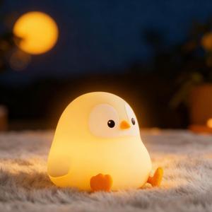 Penguin Night Light for Kids, Squishy Rechargeable Penguin Lamp, Cute White Elephant Christmas Gifts, Dimmable Touch Penguins Nightlight, Boy Girl Baby Nursery Room College Animal Dcor