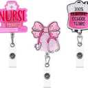 3pcs Student Nurse Badge Reels Bundle Set, Nursing Student Badge Reel, Retractable Pink Badge Reel Nurse Funny ID Card Name Tag, RN CNA Ipn MA Medical Assistant Gifts Supplies