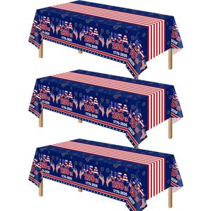 Kelool 4th of July Decorations,3 Pack Patriotic 4th of July Tablecloth for 250 Anniversary USA,Plastic Table Cloth Disposable for Patriotic Decorations,250th Tablecloths Rectangular,108 x 54 Inch