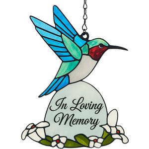 Hummingbird Suncatcher Memorial Gifts, Dog Memorial Gifts for Loss of Dog, Sympathy Gift for Loss of Loved One in Loving Memory, Bereavement Condolence Pet Loss Sympathy Gift Glass Hummingbird