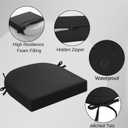 idee-home Outdoor Chair Cushions Set of 2, Thick 19" x 19" x 3" Outdoor Seat Cushions Patio Furniture Waterproof with Ties, Dining Pads