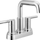 Delta Nicoli Centerset Chrome Bathroom Faucet, 4 Inch 3 Hole Bathroom Sink Faucet for Vanity, Push-Pop Drain Assembly, Chrome 25849LF