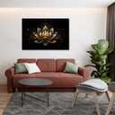 LYUNSHUO Zen Wall Art,Black and Gold Lotus Painting Canvas Print Meditation Poster Flower Picture Vintage Artwork for Spiritual Room Bathroom Living Room Home Decor Framed(Art-1,16.00"x24.00")