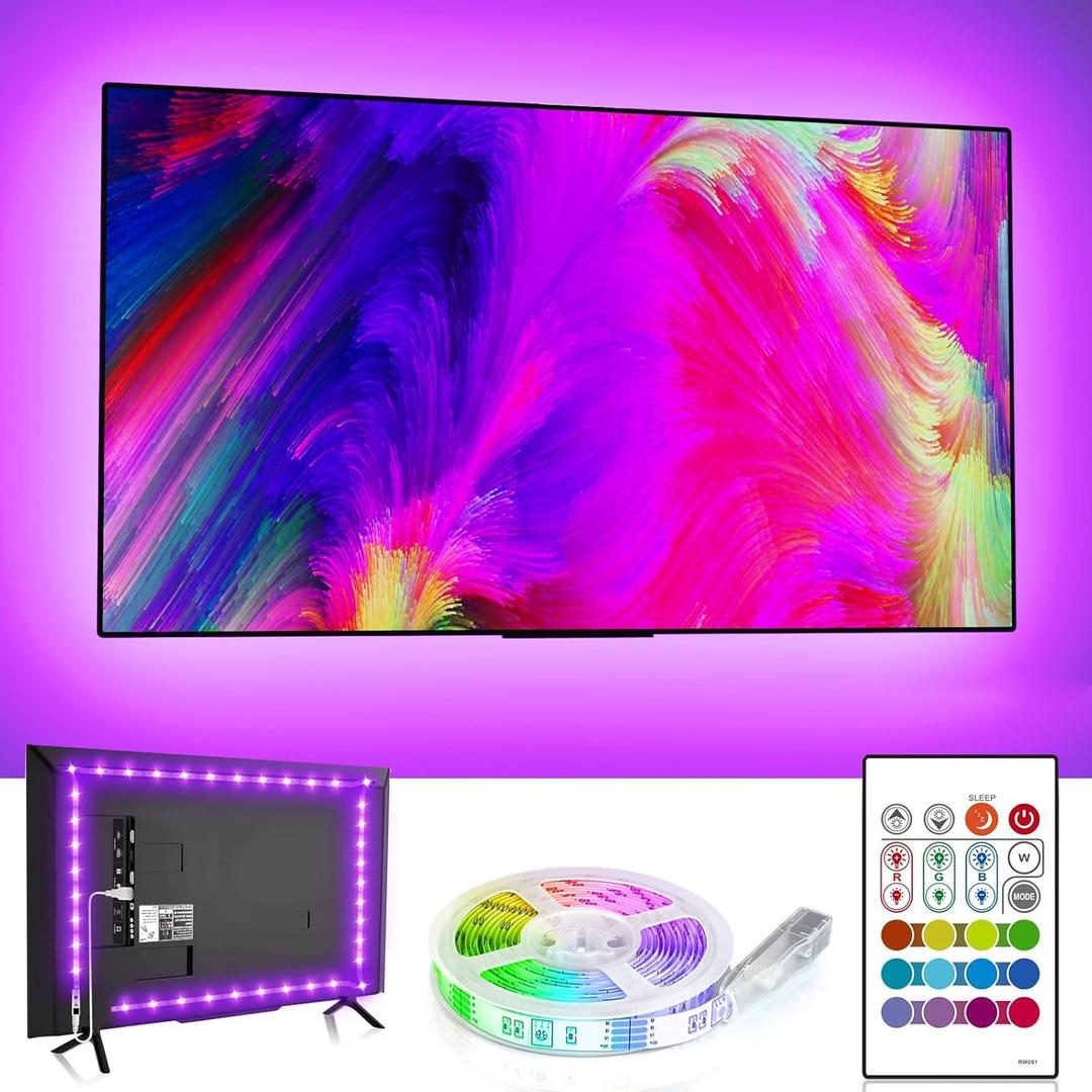 BASON LIGHTING TV LED BacklightLED Light for TV with Remote Control, 4096 DIY Colors Led Strip Lights for 32-58 Inch TV, Gaming and Home Decor, USB Powered.