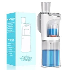 Swiitaey Automatic Mouthwash Dispenser for Bathroom, 2000mAh Electric Touchless Mouthwash Dispenser with Magnetic Cups, 20 Oz Wall Mounted/ Countertop Mouthwashs Dispensers for Kids & Adults(White)