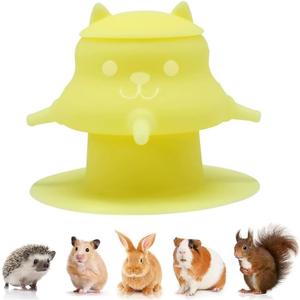 Small Animal Milk Feeder Bottles Silicone Multiple Puppies Nursing Station with 4 Teats for Ferrets, Sugar Gliders, Kittens, Rabbits,Small Dogs (Yellow)