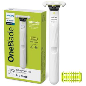 Philips Norelco OneBlade Intimate, Designed for Pubic Grooming, Trim & Shave with Extra Skin Protection, Waterproof, Model QP1924/70 (Handle (Pack of 1))
