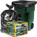 ToughBag 95-96 Gallon Extra-Large Trash Bags, 61x68 Black Garbage Bags, 1.2 Mil Thick (50 COUNT), Heavy-Duty Outdoor 95 Gallon Trash Bags for Storage, Custodial, Landscape - Made In USA