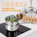Ohtomber Tri-Ply Steamer for Cooking - Stainless Steel 3 Qt Saucepan with Lid, Medium Kitchen Induction Cooking Pot with Vegetable Food Steamer Basket, Non Stick Sauce Pan with Stay-Cool Handle