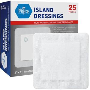 Pack of 2 MED PRIDE Adhesive Gauze Pads 6x6, 25 Sterile Individually Packed Nonstick Breathable Bandages for Wounds, Highly Absorbent, Latex Free (6'' x 6'' AB4339)