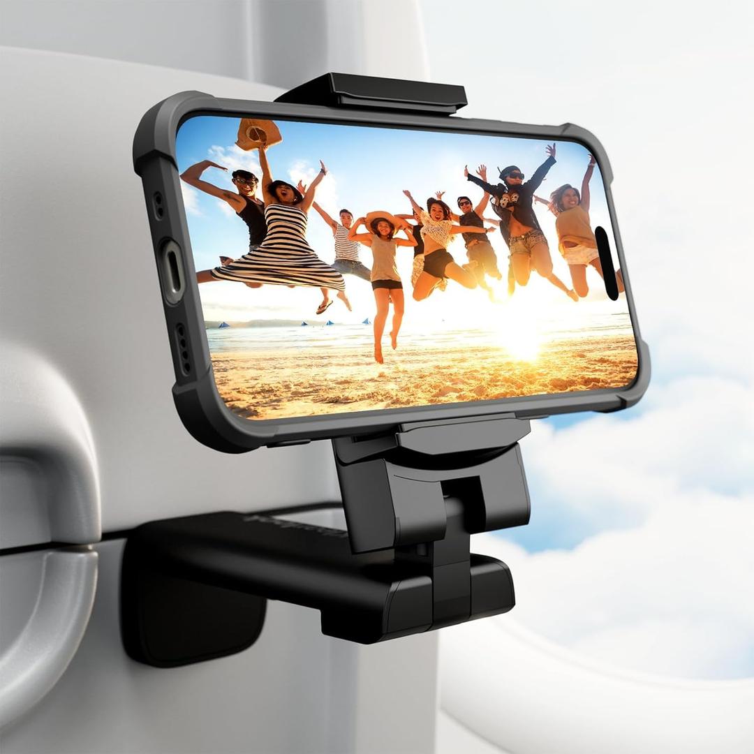 Klearlook Universal Airplane Phone Holder, in Flight Travel Essentials Phone Holder Mount with Multi-Directional 360 Rotation, Travel Must Haves Handsfree Phone Stand for Flying, Home, Office