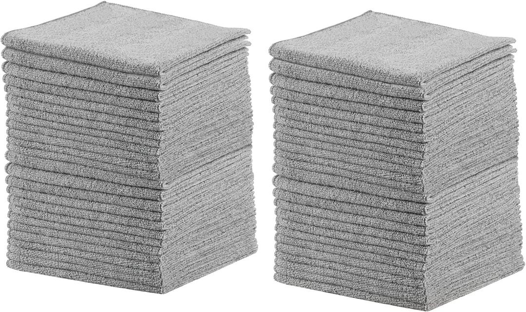 Rubbermaid All Purpose Microfiber Cleaning Cloth Towels 50 Pack 12"x12" Non-Scratch Reusable/Washable for Cleaning/Wiping/Polishing for Home/Kitchen/Car Gray