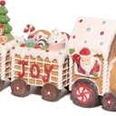 Hodao Christmas Gingerbread Man Train Figurines - Cute Indoor Holiday Decorations for Tabletop, Fireplace, or Centerpiece - Perfect Winter Christmas Decor and Gift (7.5" L Brown)