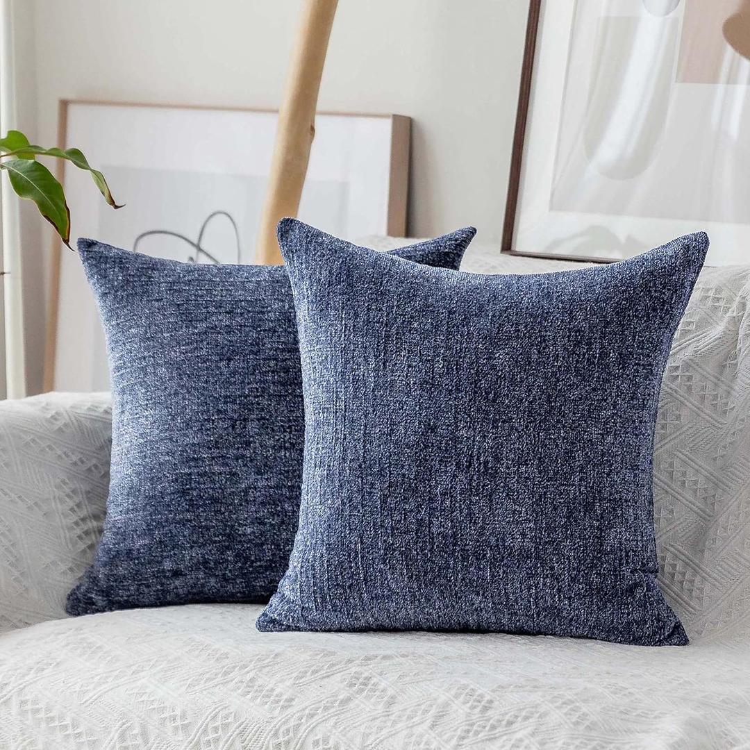 Home Brilliant Navy Throw Pillows Covers for Living Room Set of 2 Large Cushion Covers for Sofa Bed Couch, Dark Blue (26" x 26" (Pack of 2))