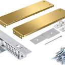 Double Action Spring Hinge, Includes Cover Plates, Stainless Steel Spring Pivot Hinge for Wood Door, Self-Closing Door Hardware with Adjustable Telescoping Shaft, Gold