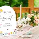 2 x Acrylic Wedding Signs Love is Sweet Sign for Reception, 6x8" Floral Themed Arch Acrylic Dessert Table Decor, Love Is In Bloom & Baby In Bloom Decorations for Baby Shower Bridal Shower Engagement, (Mix)