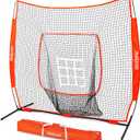 GoSports 7 ft x 7 ft Baseball & Softball Nets - Red, Black, or PRO -Practice Hitting & Pitching Net with Bow Type Frame, Carry Bag and Strike Zone, Great for All Skill Levels