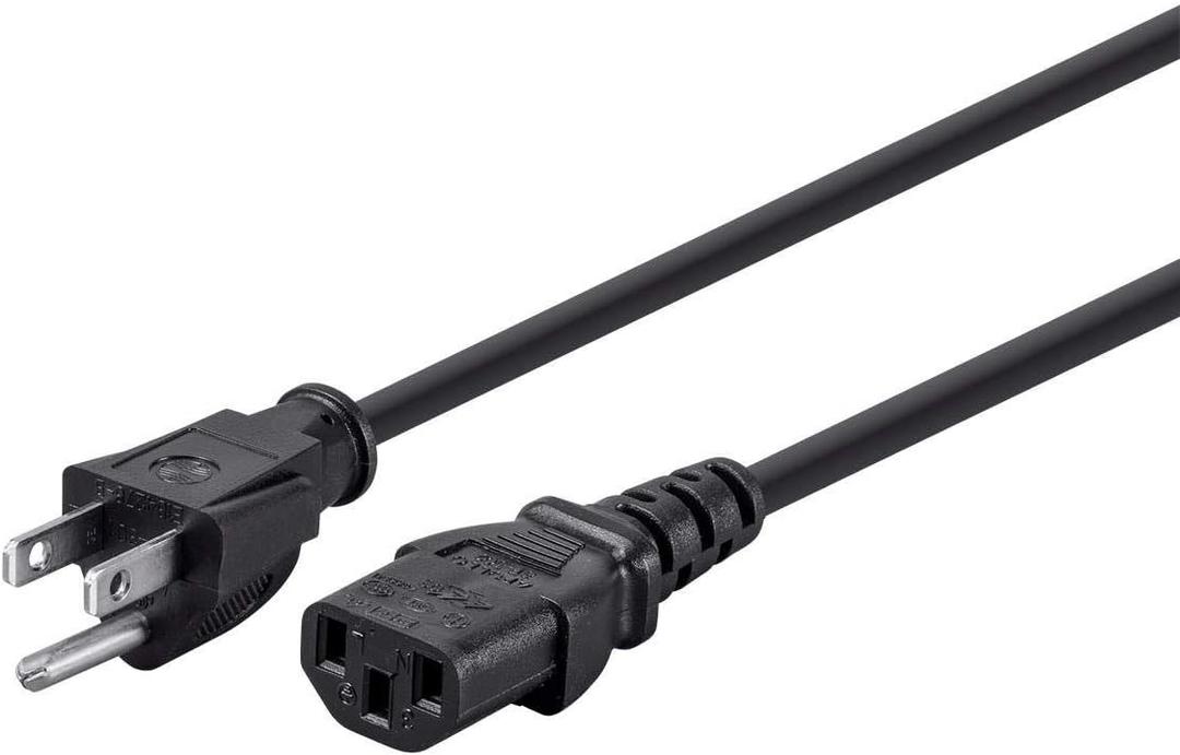 Monoprice 105294 15ft 14AWG Power Cord Cable w/ 3 Conductor PC Power Connector Socket, 15A (NEMA 5-15P to IEC-320-C13) Black