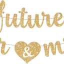 KatchOn, Gold Glitter Future Mr & Mrs Banner - 10 Feet, Pre-Strung, No DIY | Future Mr and Mrs Banner | Engagement Party Decorations | Bachelorette Party Decorations, Bridal Shower Decorations