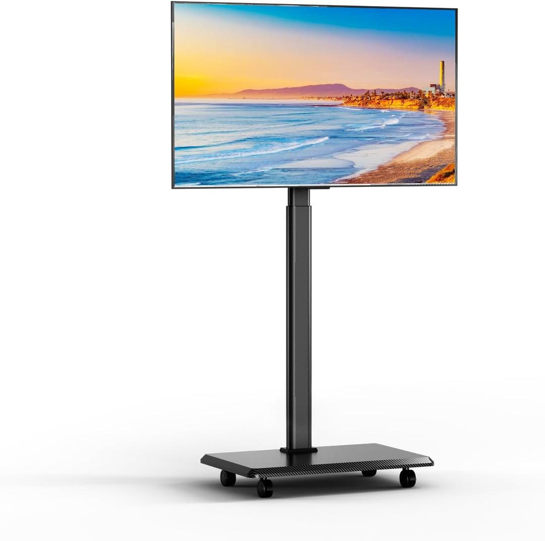 Mobile TV Cart Rolling TV Stand for 26-70 inch Screens, Mobile TV Cart Holds up to 88lbs, 25 Swivel with 6 Levels of Height Adjustment for Optimal Viewing, TV Stands for Office, Room, Outdoor, Corner (Black)