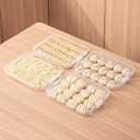 4-Layer Small Frozen Dumpling Storage with Lids, Flat Stacks Food Container Icing Cookies Wonton Donuts Box Organizer For Fridge, 1.18 Inches Net Height for Per Layer, White