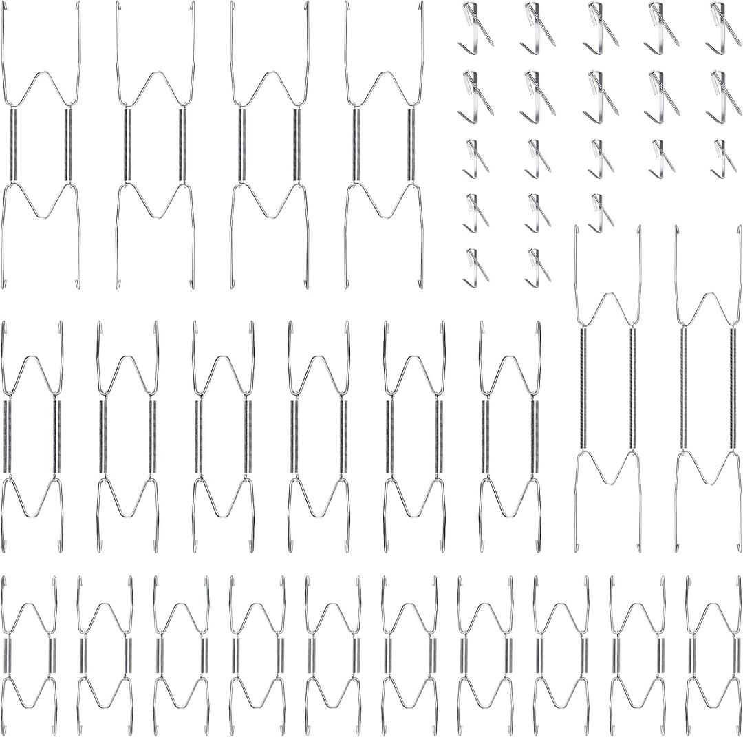 Hotop 20 Pieces Invisible Wall Plate Hangers 4/5/6/8/10 Inches Wall Plate Hangers Stainless Steel Decorative with 20 Pieces Hook with Nails for Decorative Antique and Arts(Silver)